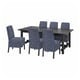 NORDVIKEN / BERGMUND Table and 6 chairs, black/Ryrane dark blue, 210/289 cm