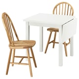 NORDVIKEN / SKOGSTA Table and 2 chairs, white/acacia, 74/104 cm
