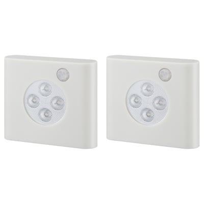 OLEBY Wardrobe lighting with sensor, white, 2 pack