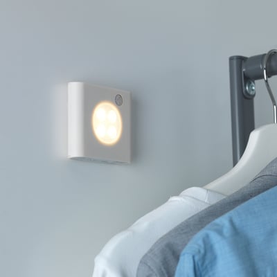OLEBY Wardrobe lighting with sensor, white, 2 pack