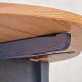 OMMJÄNGE Drop-leaf table, pine/stained blue, 134x82 cm