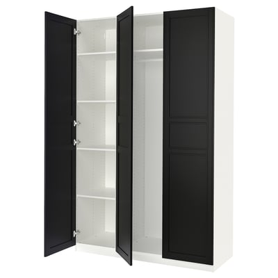 PAX / FLISBERGET Wardrobe combination, white/anthracite, 150x60x236 cm