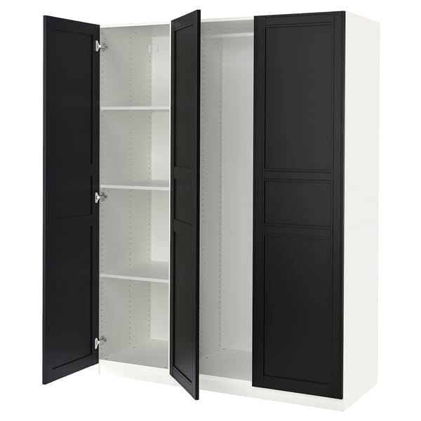 PAX / FLISBERGET Wardrobe combination, white/anthracite, 150x60x201 cm