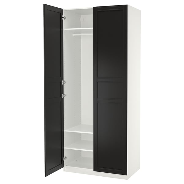 PAX / FLISBERGET Wardrobe, white/anthracite, 100x60x236 cm