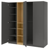 PAX / FORSAND Wardrobe combination, dark grey dark grey/oak effect, 185x60x201 cm