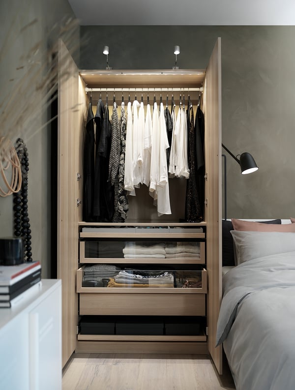 PAX / FORSAND Wardrobe combination, white stained oak effect/white stained oak effect, 100x60x201 cm