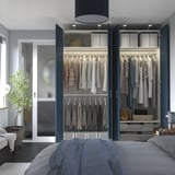 PAX / FYRUDDEN Wardrobe combination, white/blue, 200x60x236 cm