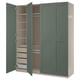 PAX / GRIMO Wardrobe combination, grey-beige/grey-green, 200x60x236 cm