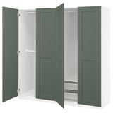 PAX / GRIMO Wardrobe combination, white/grey-green, 200x60x201 cm