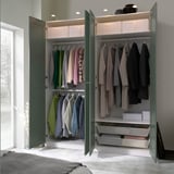 PAX / GRIMO Wardrobe combination, white/grey-green, 200x60x236 cm