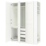 PAX / GRIMO Wardrobe combination, white white/white, 170x60x236 cm