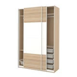 PAX / MEHAMN Wardrobe, white stained oak effect double sided/white white stained oak effect, 150x66x236 cm