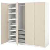 PAX / REINSVOLL Wardrobe combination, white/grey-beige, 200x60x201 cm