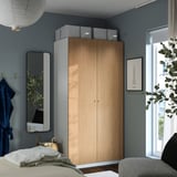 PAX / STORKLINTA Wardrobe combination, white/oak effect, 100x60x201 cm