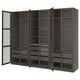 Option: PAX / TONSTAD Wardrobe combination, dark grey brown/stained oak veneer glass, 300x60x236 cm