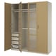 PAX / TONSTAD Wardrobe combination, grey-beige/oak veneer glass, 200x60x236 cm