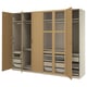 PAX / TONSTAD Wardrobe combination, grey-beige/oak veneer, 300x60x236 cm