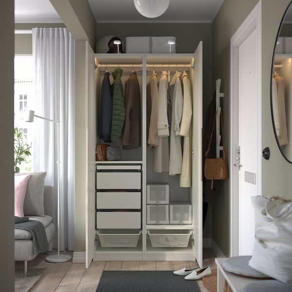 PAX / TONSTAD Wardrobe combination, white/off-white, 100x60x201 cm