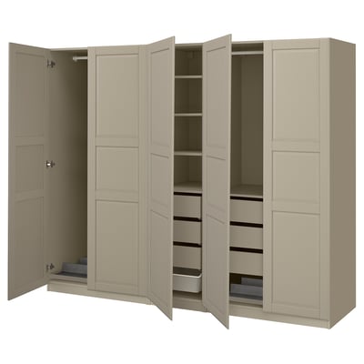 PAX / TYSSEDAL Wardrobe combination, grey-beige/grey-beige, 250x58x201 cm