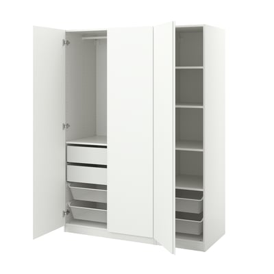 PAX / VIKANES Wardrobe combination, white/white, 150x60x201 cm