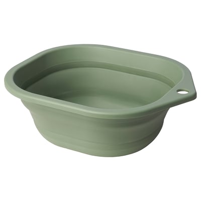 PEPPRIG green foldable wash-tub, oval shape, textured bottom for effective cleaning, hanging holes for storage.