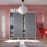 PLATSA Wardrobe with 3 sliding doors, white Larkollen/dark grey, 180x57x191 cm