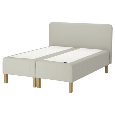 RÅHOLMAR Pocket spring mattress bse, 5 zones, incl leg and headboard firm/Knisa light beige, 180x200 cm
