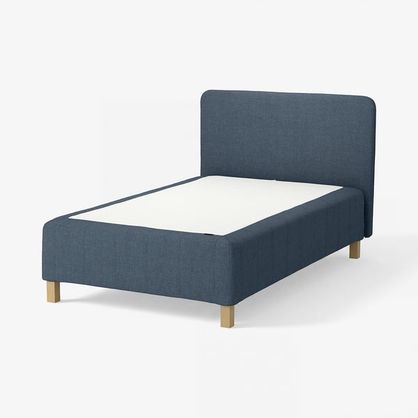 RÅHOLMAR Pocket spring mattress bse, 5 zones, incl leg and headboard medium firm/Kilanda dark blue, 120x200 cm
