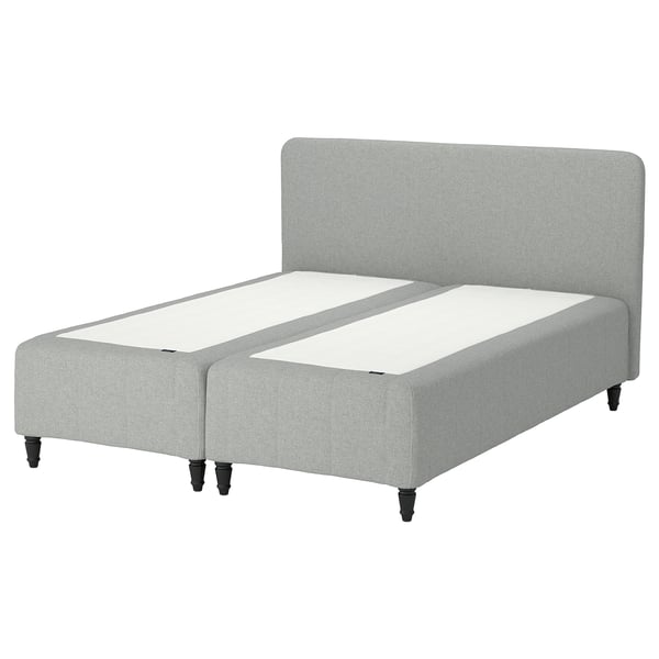RÅHOLMAR Pocket spring mattress bse, 5 zones, incl leg and headboard medium firm/Tibbleby beige/grey, 160x200 cm