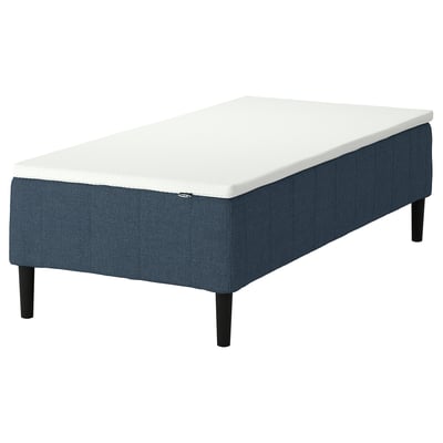 RÅHOLMAR Pocket spring mattress bse, 5 zones, incl leg and mattress pad firm/Kilanda dark blue Nordberget, 90x200 cm
