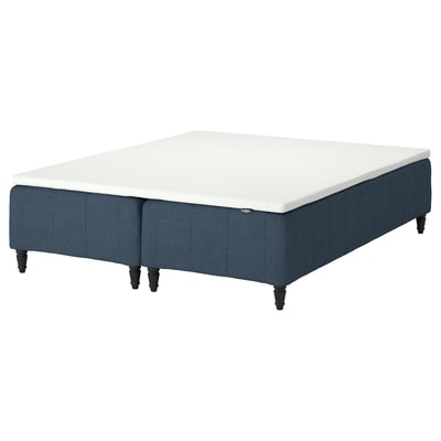 RÅHOLMAR Pocket spring mattress bse, 5 zones, incl leg and mattress pad firm/Kilanda dark blue Nordberget, 160x200 cm