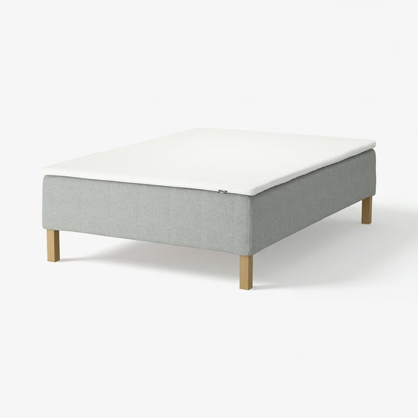 RÅHOLMAR Pocket spring mattress bse, 5 zones, incl leg and mattress pad firm/Tibbleby beige/grey Nisseholm, 140x200 cm