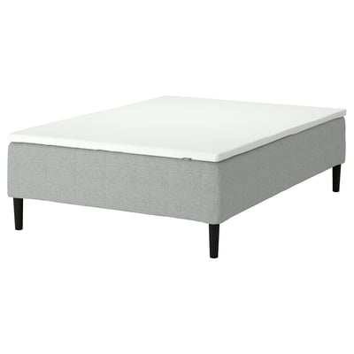 RÅHOLMAR Pocket spring mattress bse, 5 zones, incl leg and mattress pad firm/Tibbleby beige/grey Nordberget, 140x200 cm