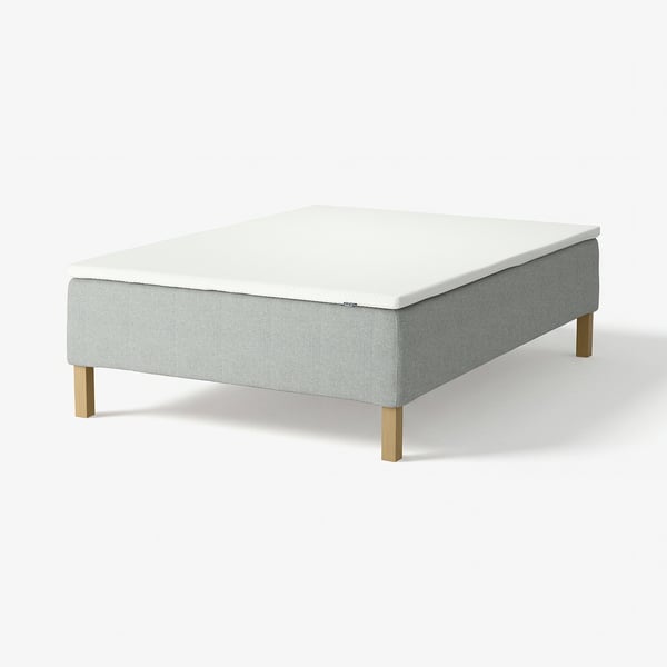 RÅHOLMAR Pocket spring mattress bse, 5 zones, incl leg and mattress pad firm/Tibbleby beige/grey Nordberget, 140x200 cm