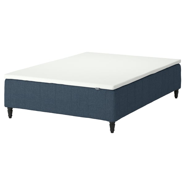 RÅHOLMAR Pocket spring mattress bse, 5 zones, incl leg and mattress pad medium firm/Kilanda dark blue Nordberget, 120x200 cm