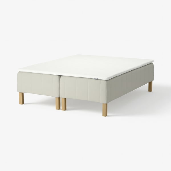RÅHOLMAR Pocket spring mattress bse, 5 zones, incl leg and mattress pad medium firm/Knisa light beige Nisseholm, 180x200 cm