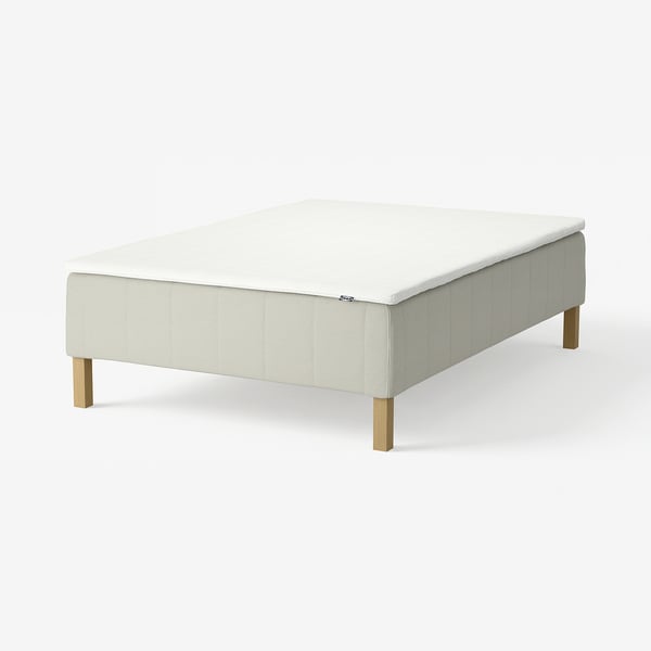 RÅHOLMAR Pocket spring mattress bse, 5 zones, incl leg and mattress pad medium firm/Knisa light beige Nisseholm, 140x200 cm