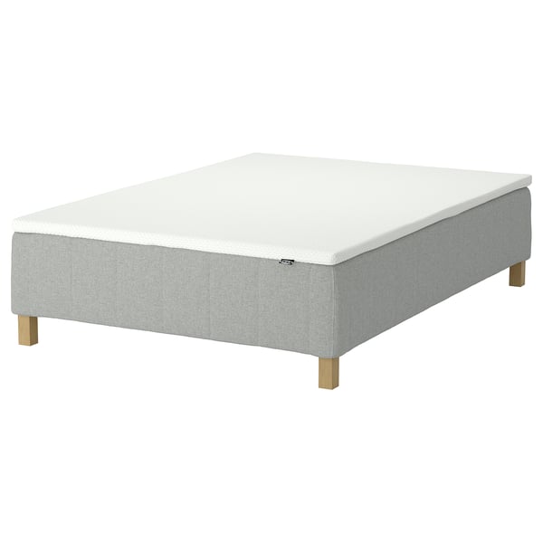 RÅHOLMAR Pocket spring mattress bse, 5 zones, incl leg and mattress pad medium firm/Tibbleby beige/grey Nordberget, 140x200 cm