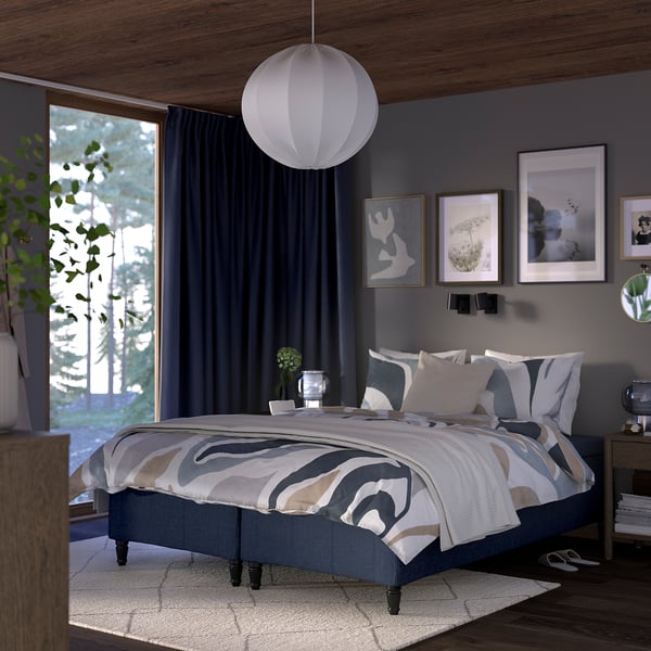 RÅHOLMAR Pocket spring mattress bse, 5 zones, incl leg firm/Kilanda dark blue, 180x200 cm