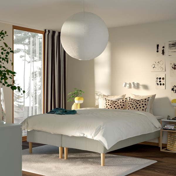 RÅHOLMAR Pocket spring mattress bse, 5 zones, incl leg firm/Knisa light beige, 160x200 cm