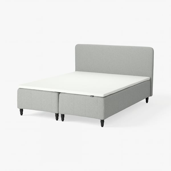 RÅHOLMAR Pocket spring mattress bse, 5 zones, incl leg, mattress pad and headboar medium firm/Tibbleby beige/grey Nordberget, 180x200 cm