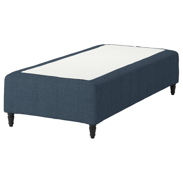 RÅHOLMAR Pocket spring mattress bse, 5 zones, incl leg medium firm/Kilanda dark blue, 90x200 cm