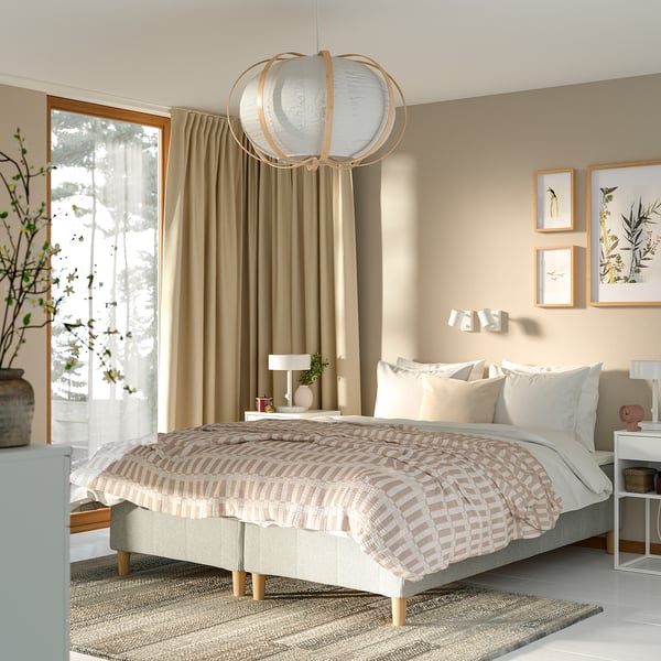 RÅHOLMAR Pocket spring mattress bse, 5 zones, incl leg medium firm/Tibbleby beige/grey, 180x200 cm