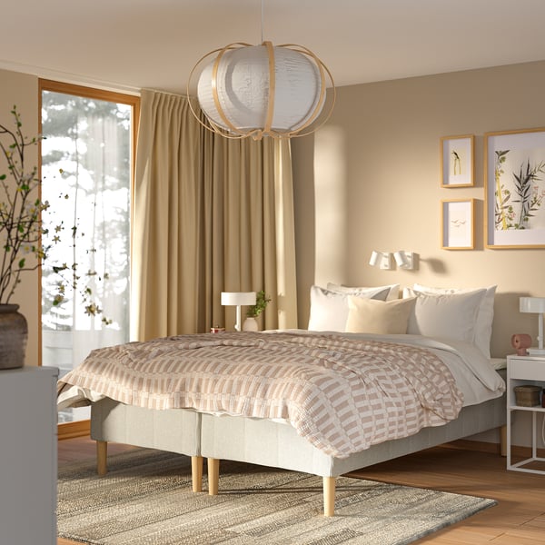 RÅHOLMAR Pocket spring mattress bse, 5 zones, incl leg medium firm/Tibbleby beige/grey, 160x200 cm