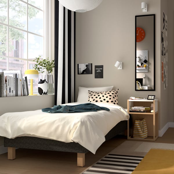 RANDÅSEN Bonnell spring mattress base, medium firm/Bremanger grey, 90x200x23 cm