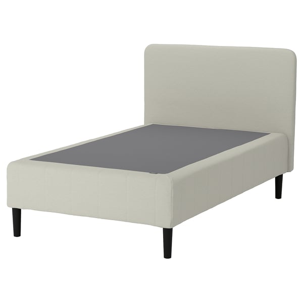 RENFJÄLLET Pocket spring mattress base, incl leg and headboard firm/Knisa light beige, 120x200 cm