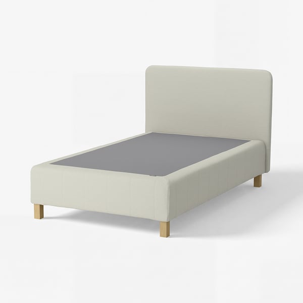 RENFJÄLLET Pocket spring mattress base, incl leg and headboard firm/Knisa light beige, 120x200 cm