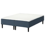 RENFJÄLLET Pocket spring mattress base, incl leg and mattress pad firm/Kilanda dark blue Nisseholm, 160x200 cm