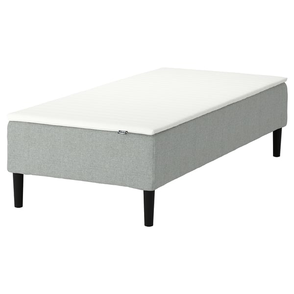 RENFJÄLLET Pocket spring mattress base, incl leg and mattress pad firm/Tibbleby beige/grey Näsfjället, 80x200 cm