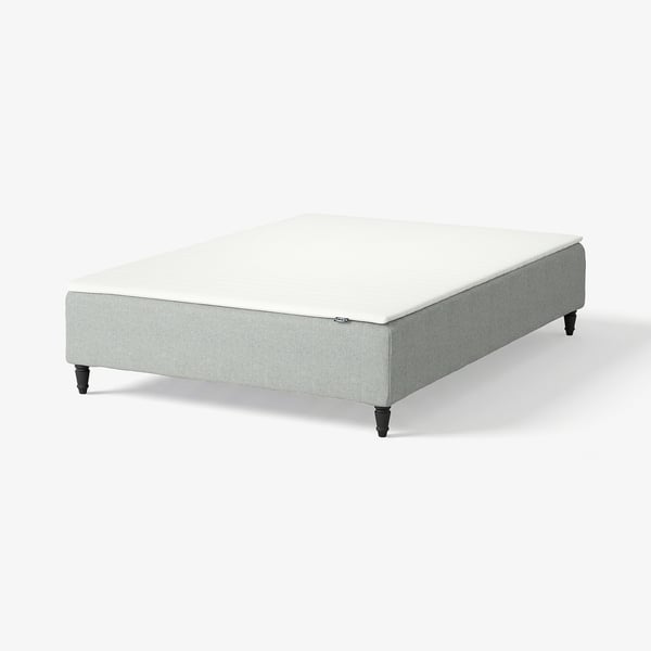RENFJÄLLET Pocket spring mattress base, incl leg and mattress pad firm/Tibbleby beige/grey Näsfjället, 140x200 cm